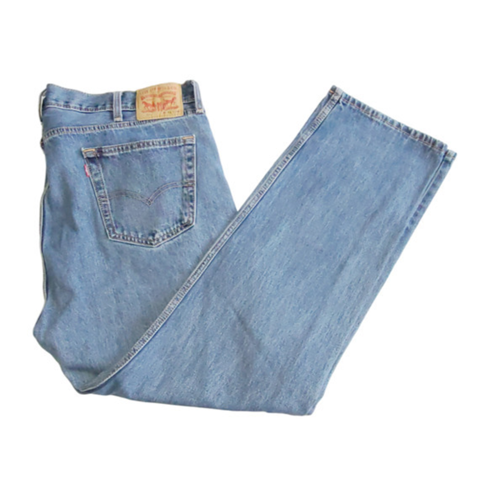 Levis 505 Regular Fit Straight Leg Jeans Mens 42x32 Medium Wash Blue Denim